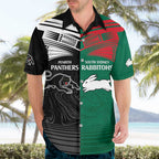 Custom Rabbitohs-Panthers Hawaiian Shirt NRL Tribal Half Style