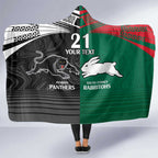 Custom Rabbitohs-Panthers Hooded Blanket NRL Tribal Half Style