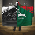 Custom Rabbitohs-Panthers Hooded Blanket NRL Tribal Half Style
