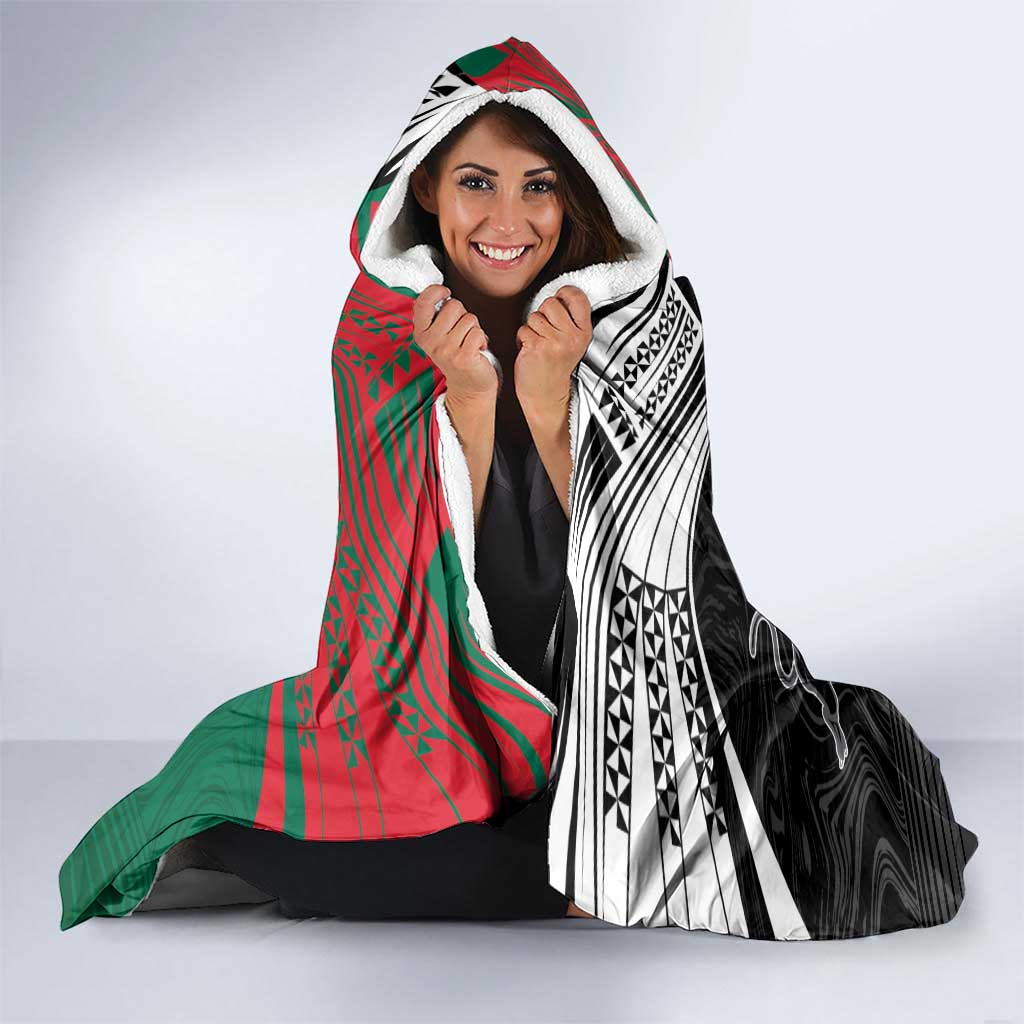Custom Rabbitohs-Panthers Hooded Blanket NRL Tribal Half Style