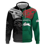 Custom Rabbitohs-Panthers Hoodie NRL Tribal Half Style