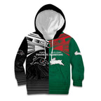 Custom Rabbitohs-Panthers Kid Hoodie NRL Tribal Half Style