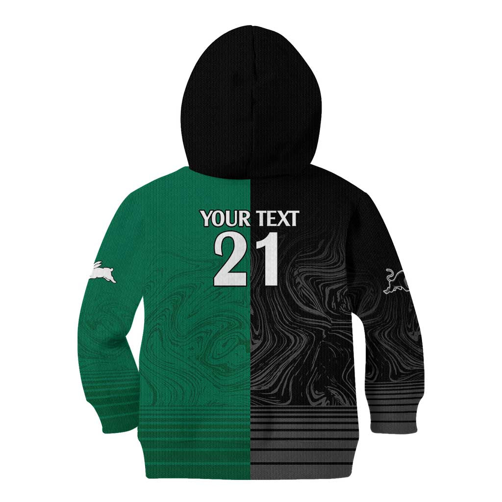 Custom Rabbitohs-Panthers Kid Hoodie NRL Tribal Half Style