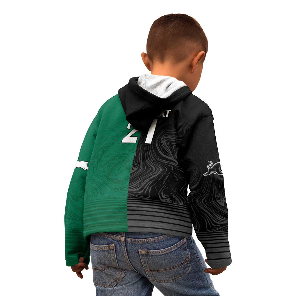 Custom Rabbitohs-Panthers Kid Hoodie NRL Tribal Half Style