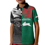 Custom Rabbitohs-Panthers Kid Polo Shirt NRL Tribal Half Style