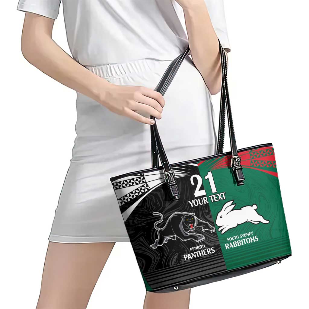 Custom Rabbitohs-Panthers Leather Tote Bag NRL Tribal Half Style