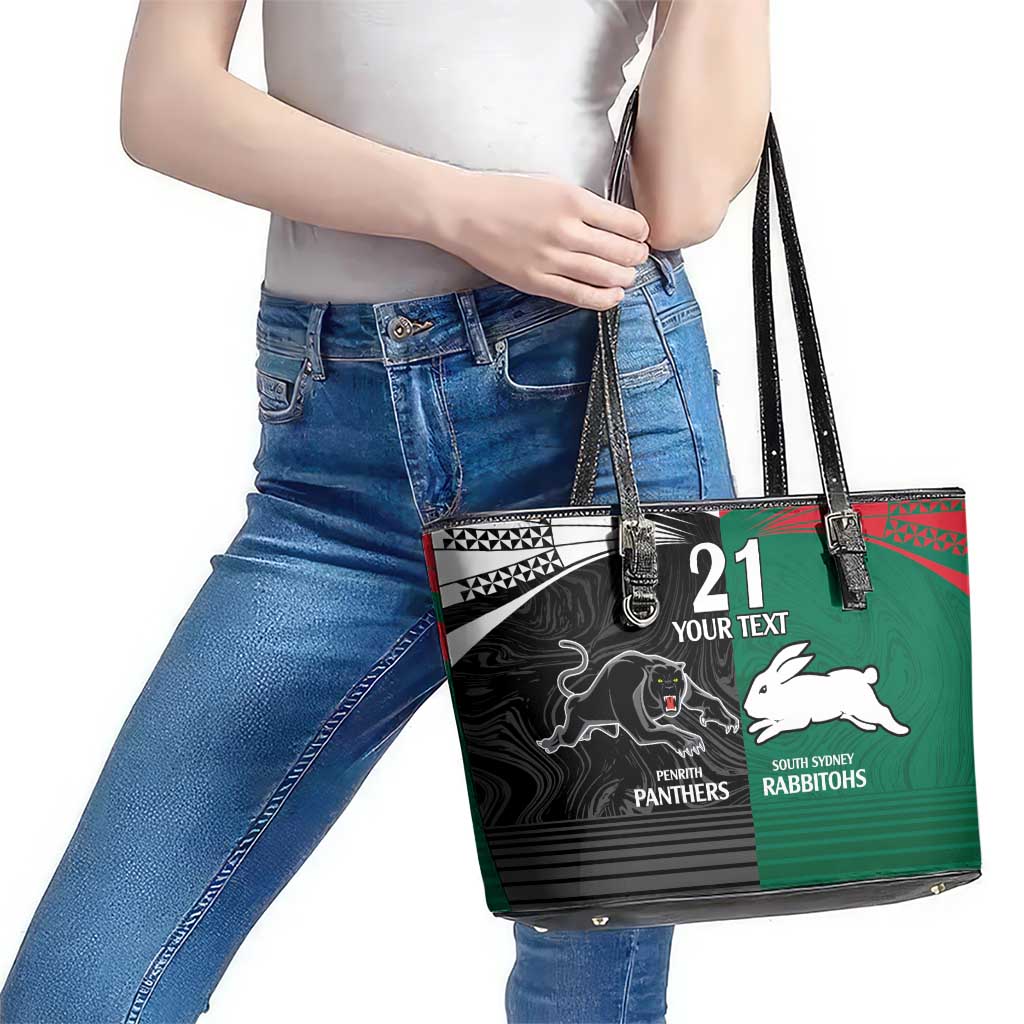 Custom Rabbitohs-Panthers Leather Tote Bag NRL Tribal Half Style