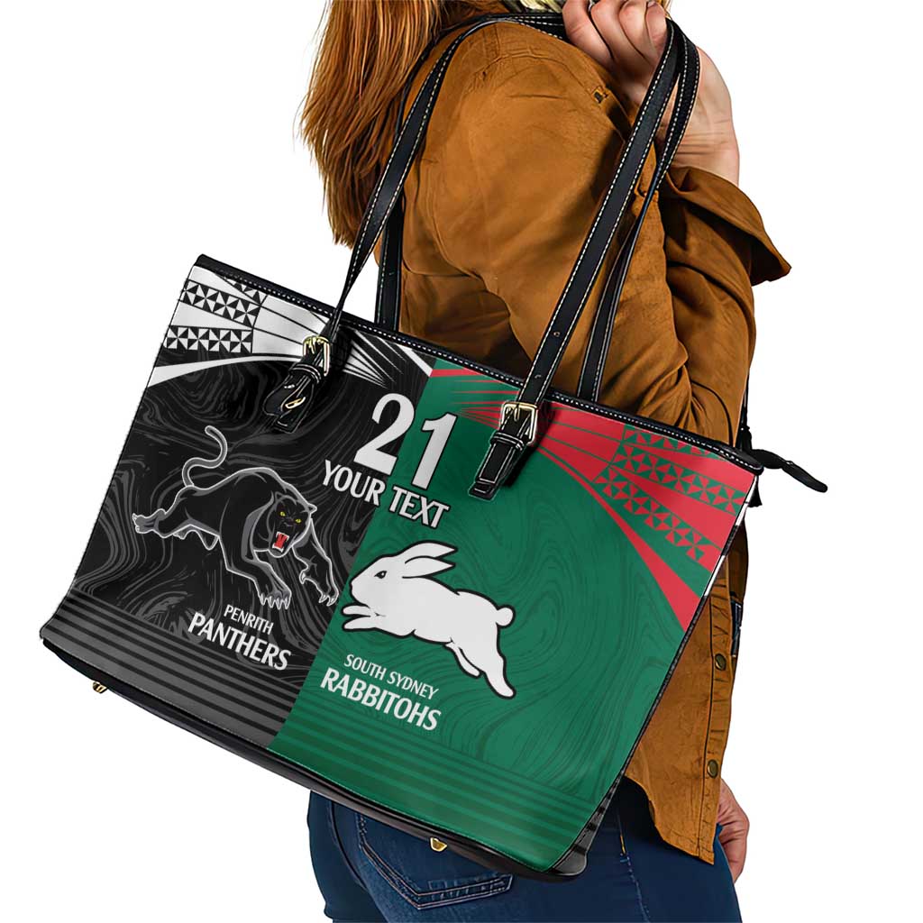 Custom Rabbitohs-Panthers Leather Tote Bag NRL Tribal Half Style