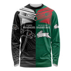 Custom Rabbitohs-Panthers Long Sleeve Shirt NRL Tribal Half Style