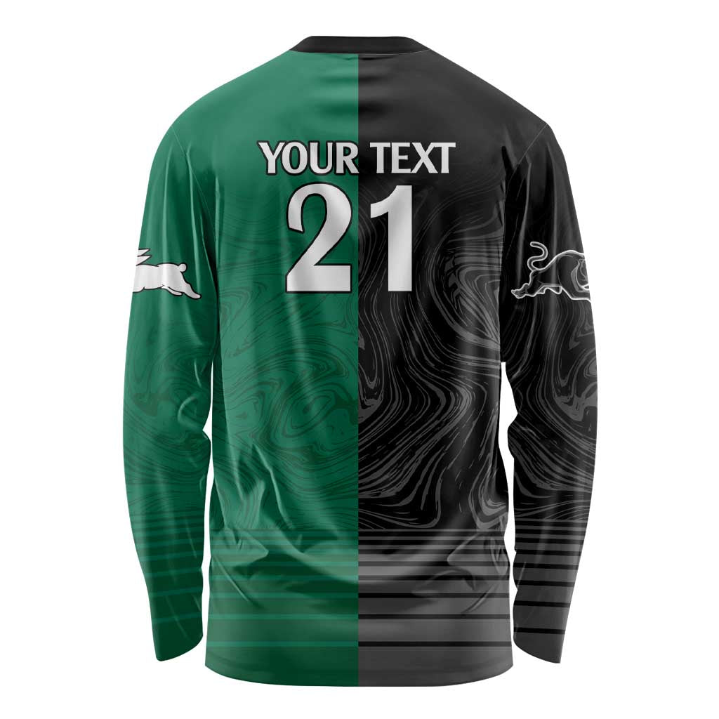 Custom Rabbitohs-Panthers Long Sleeve Shirt NRL Tribal Half Style