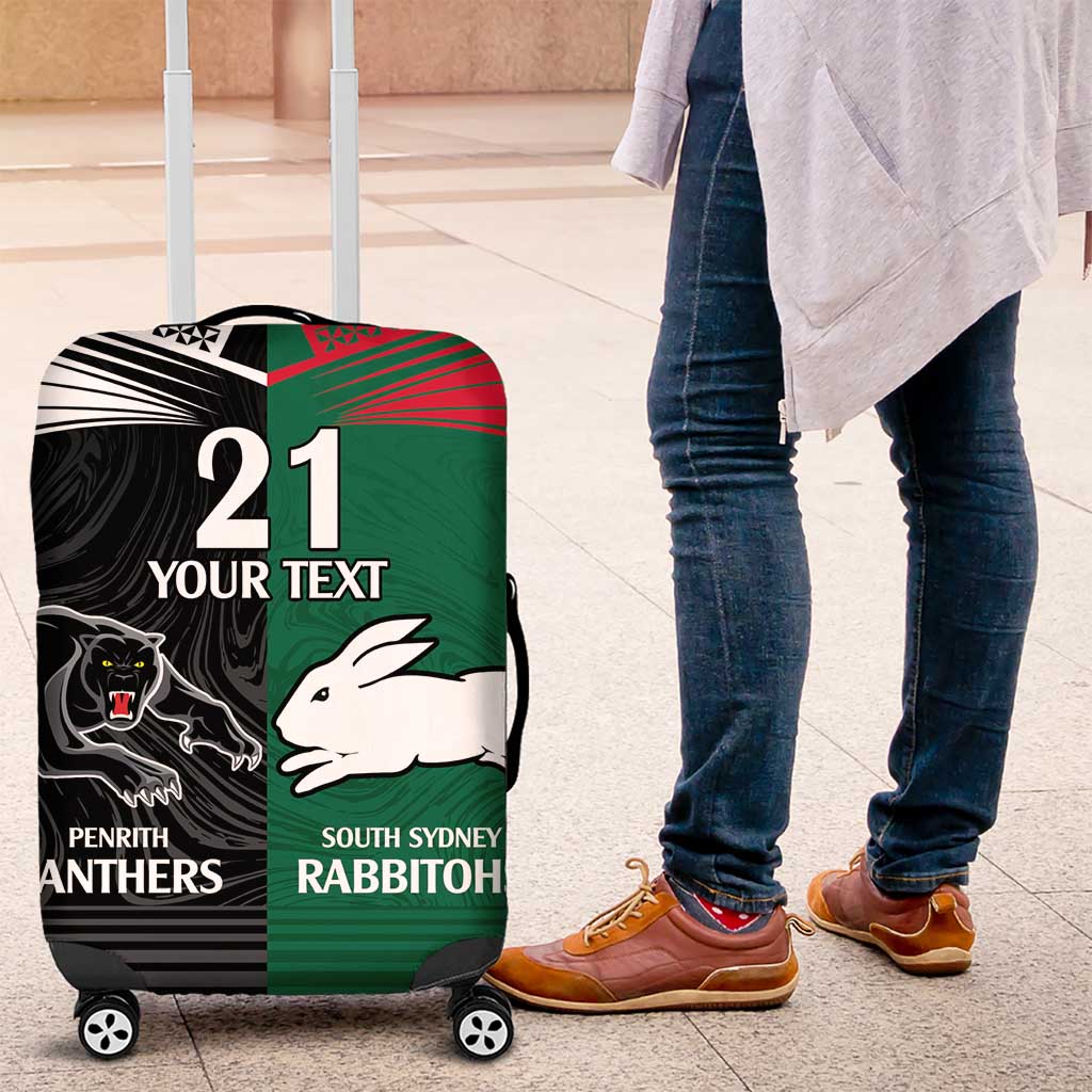 Custom Rabbitohs-Panthers Luggage Cover NRL Tribal Half Style