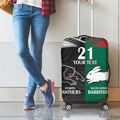 Custom Rabbitohs-Panthers Luggage Cover NRL Tribal Half Style