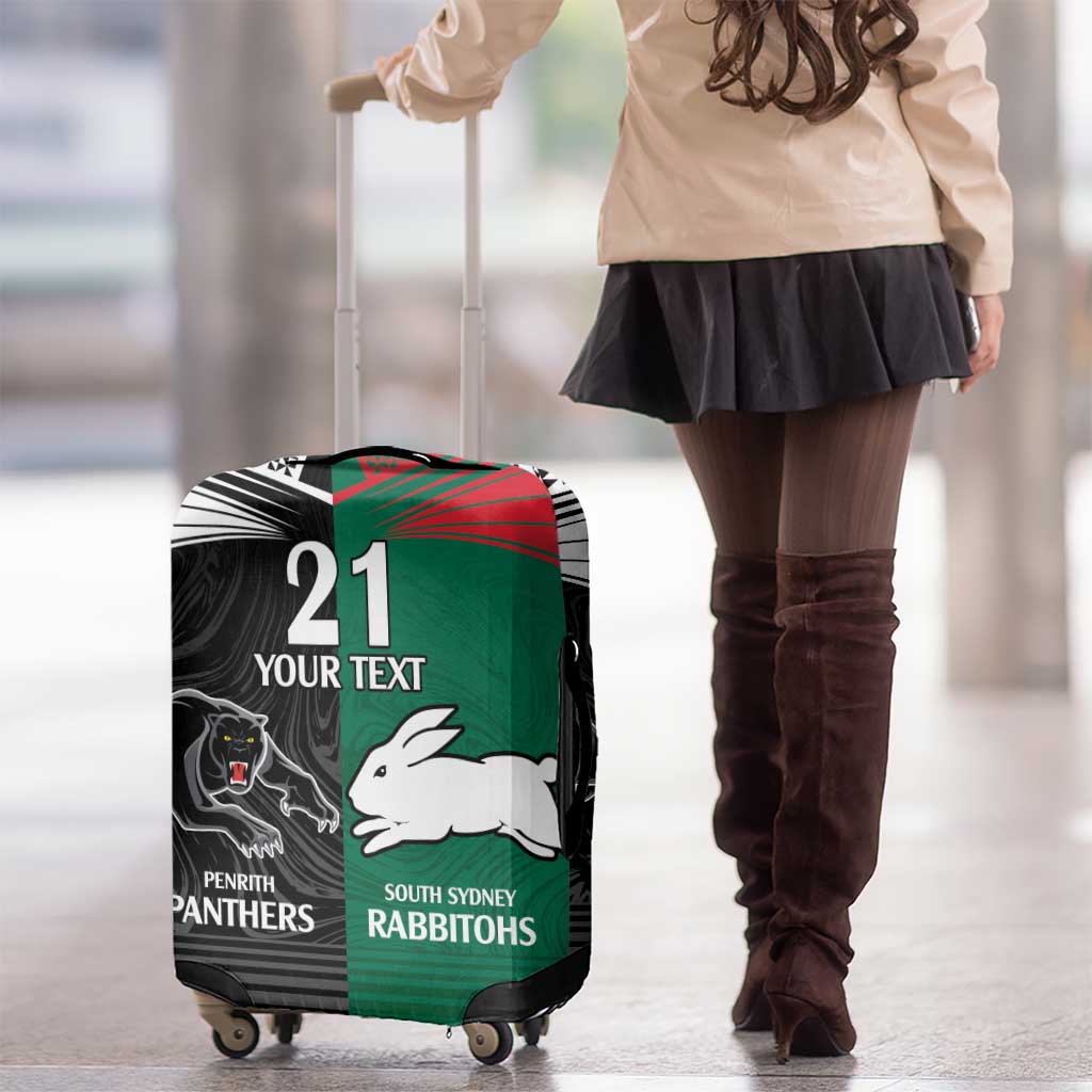 Custom Rabbitohs-Panthers Luggage Cover NRL Tribal Half Style