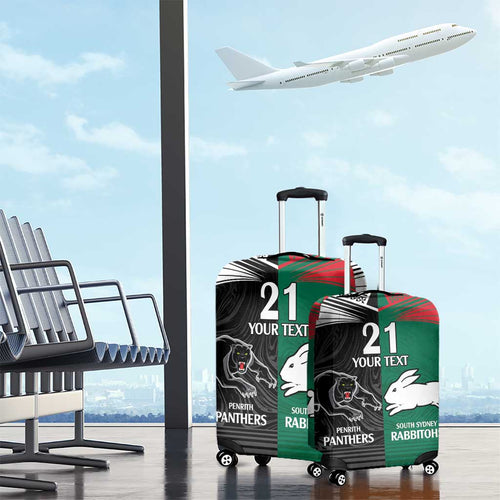 Custom Rabbitohs-Panthers Luggage Cover NRL Tribal Half Style
