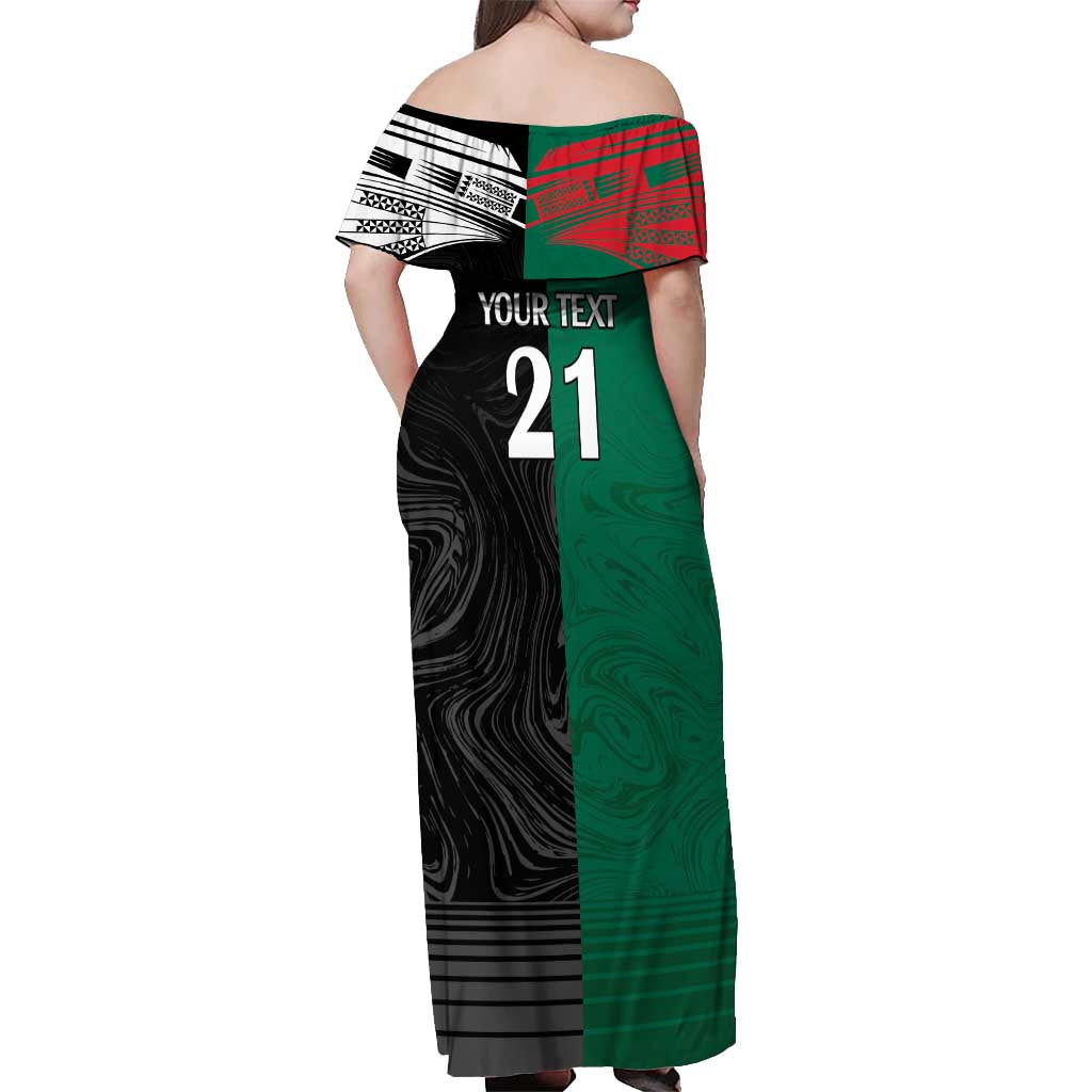 Custom Rabbitohs-Panthers Off Shoulder Maxi Dress NRL Tribal Half Style