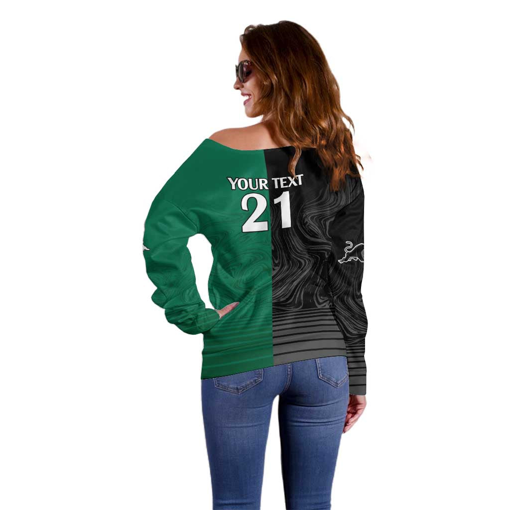 Custom Rabbitohs-Panthers Off Shoulder Sweater NRL Tribal Half Style