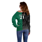 Custom Rabbitohs-Panthers Off Shoulder Sweater NRL Tribal Half Style