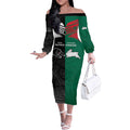 Custom Rabbitohs-Panthers Off The Shoulder Long Sleeve Dress NRL Tribal Half Style