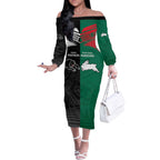 Custom Rabbitohs-Panthers Off The Shoulder Long Sleeve Dress NRL Tribal Half Style