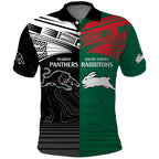 Custom Rabbitohs-Panthers Polo Shirt NRL Tribal Half Style