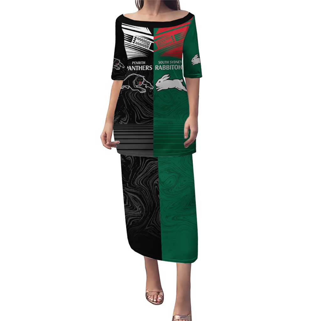 Custom Rabbitohs-Panthers Puletasi NRL Tribal Half Style