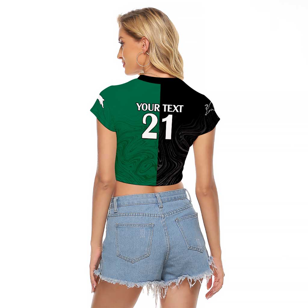 Custom Rabbitohs-Panthers Raglan Cropped T Shirt NRL Tribal Half Style