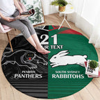 Custom Rabbitohs-Panthers Round Carpet NRL Tribal Half Style