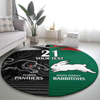 Custom Rabbitohs-Panthers Round Carpet NRL Tribal Half Style