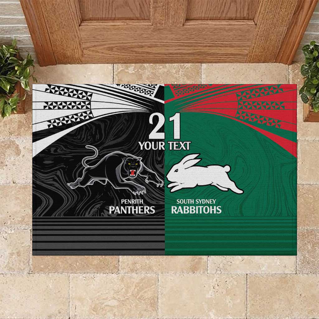 Custom Rabbitohs-Panthers Rubber Doormat NRL Tribal Half Style