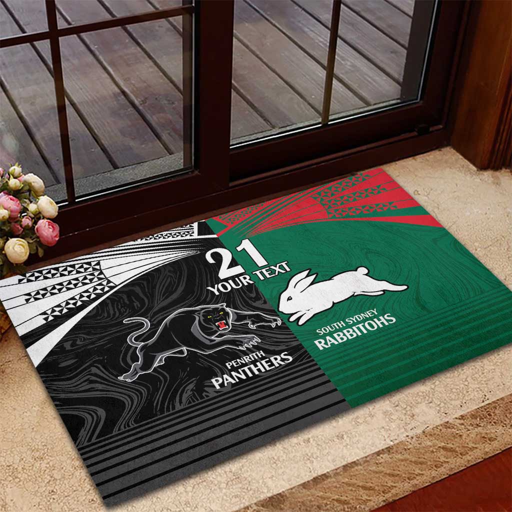 Custom Rabbitohs-Panthers Rubber Doormat NRL Tribal Half Style