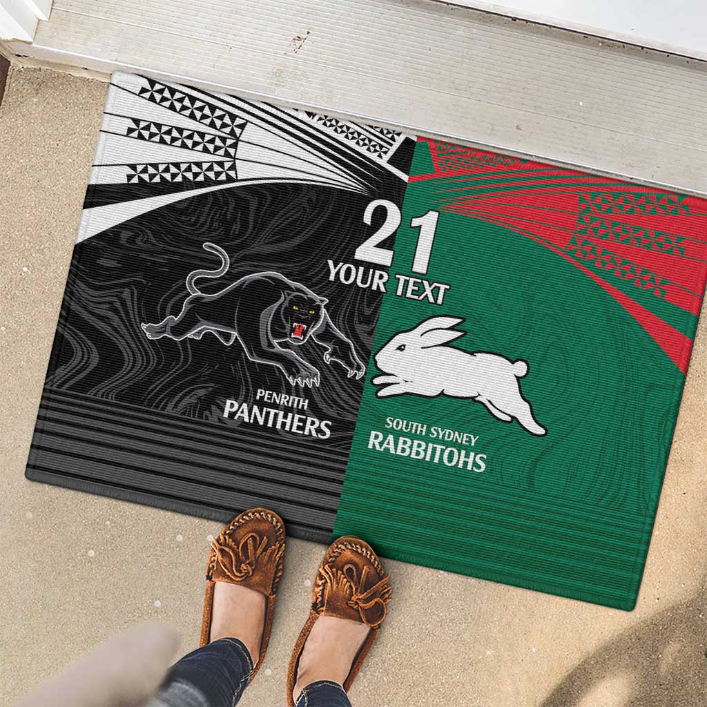 Custom Rabbitohs-Panthers Rubber Doormat NRL Tribal Half Style