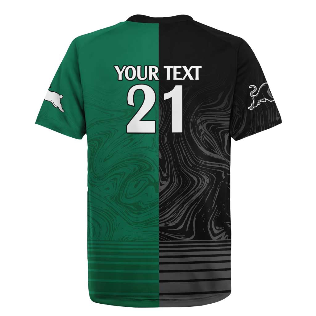 Custom Rabbitohs-Panthers Rugby Jersey NRL Tribal Half Style