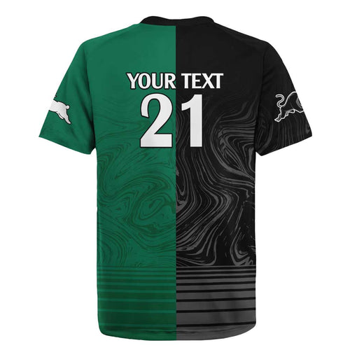 Custom Rabbitohs-Panthers Rugby Jersey NRL Tribal Half Style