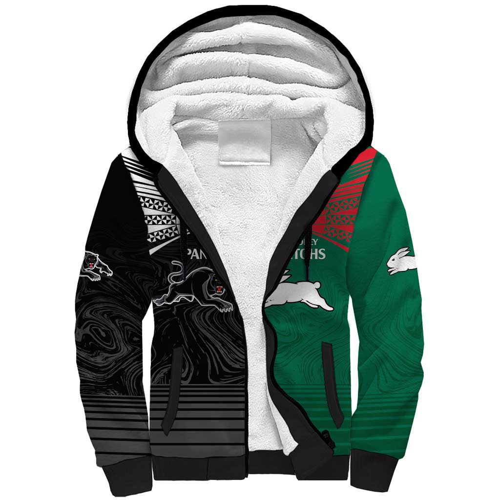 Custom Rabbitohs-Panthers Sherpa Hoodie NRL Tribal Half Style