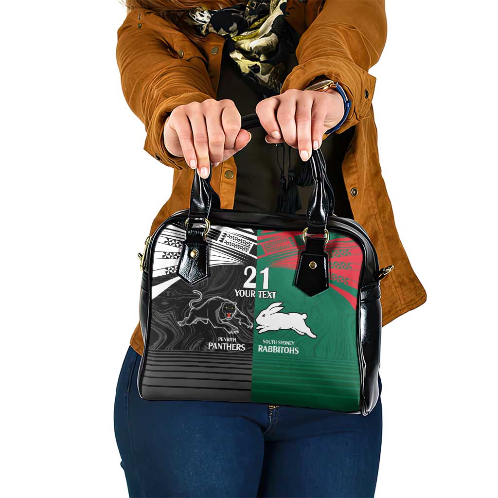 Custom Rabbitohs-Panthers Shoulder Handbag NRL Tribal Half Style