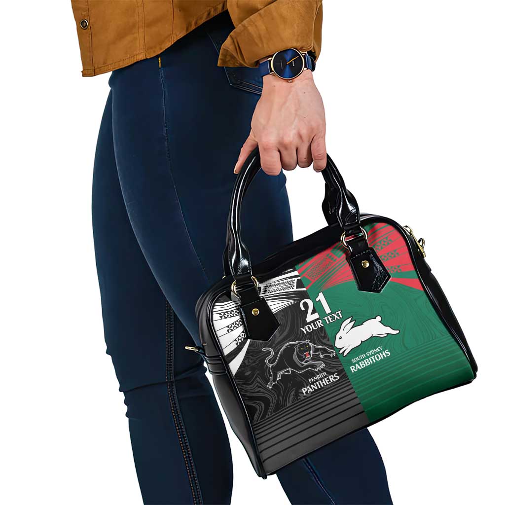Custom Rabbitohs-Panthers Shoulder Handbag NRL Tribal Half Style