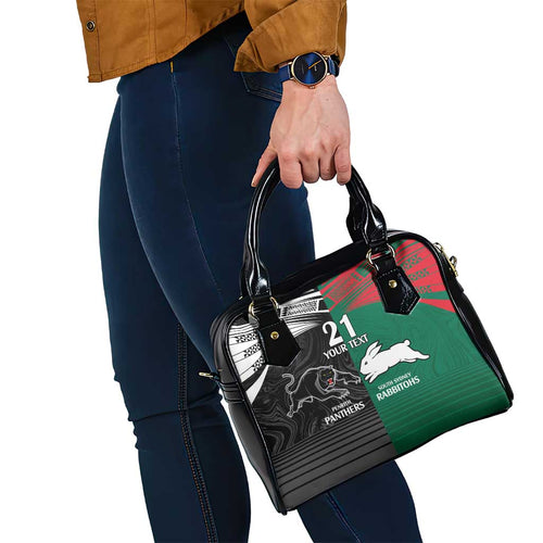 Custom Rabbitohs-Panthers Shoulder Handbag NRL Tribal Half Style