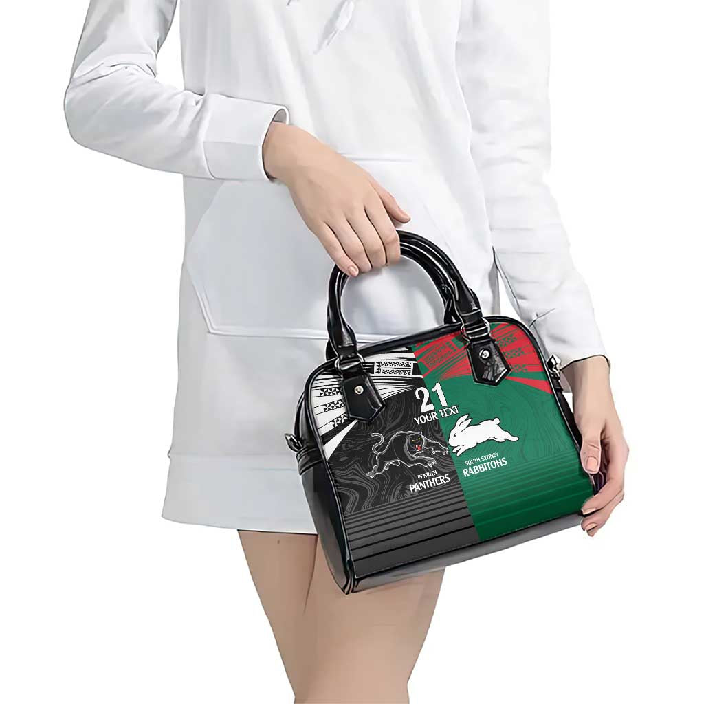 Custom Rabbitohs-Panthers Shoulder Handbag NRL Tribal Half Style