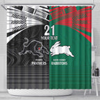 Custom Rabbitohs-Panthers Shower Curtain NRL Tribal Half Style