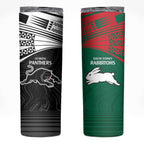 Custom Rabbitohs-Panthers Skinny Tumbler NRL Tribal Half Style
