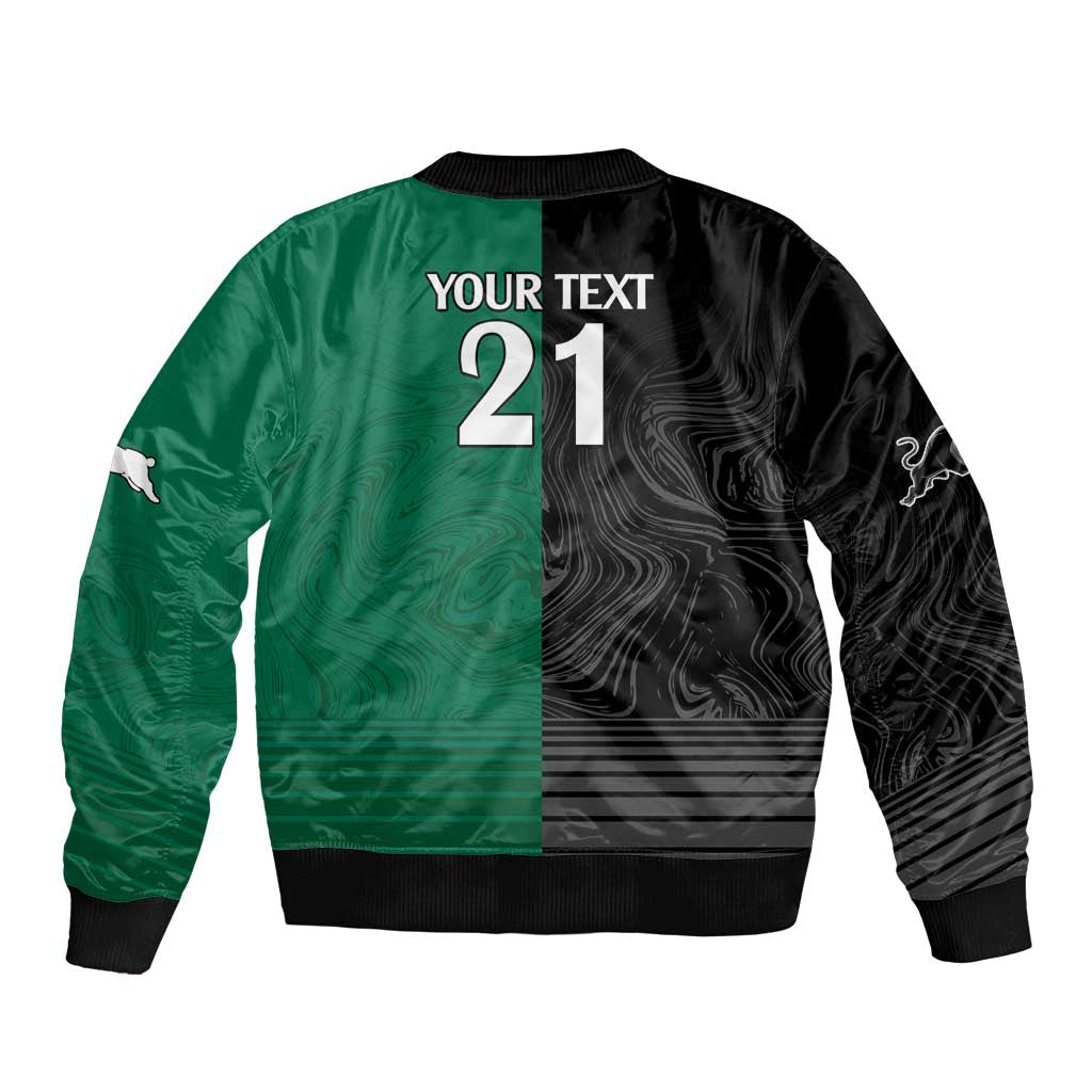 Custom Rabbitohs-Panthers Sleeve Zip Bomber Jacket NRL Tribal Half Style