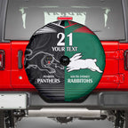 Custom Rabbitohs-Panthers Spare Tire Cover NRL Tribal Half Style