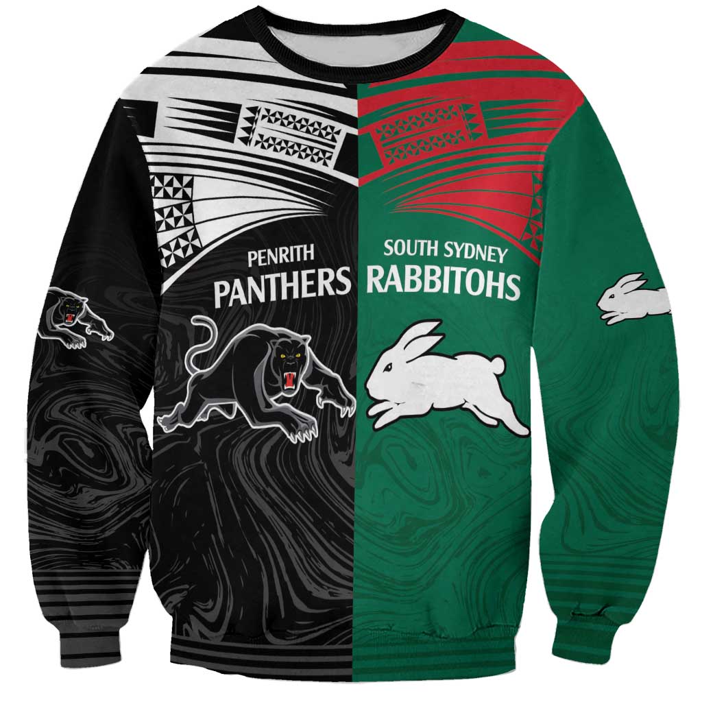 Custom Rabbitohs-Panthers Sweatshirt NRL Tribal Half Style