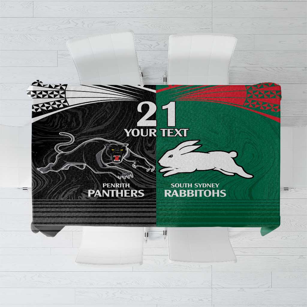 Custom Rabbitohs-Panthers Tablecloth NRL Tribal Half Style