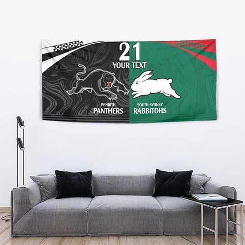 Custom Rabbitohs-Panthers Tapestry NRL Tribal Half Style