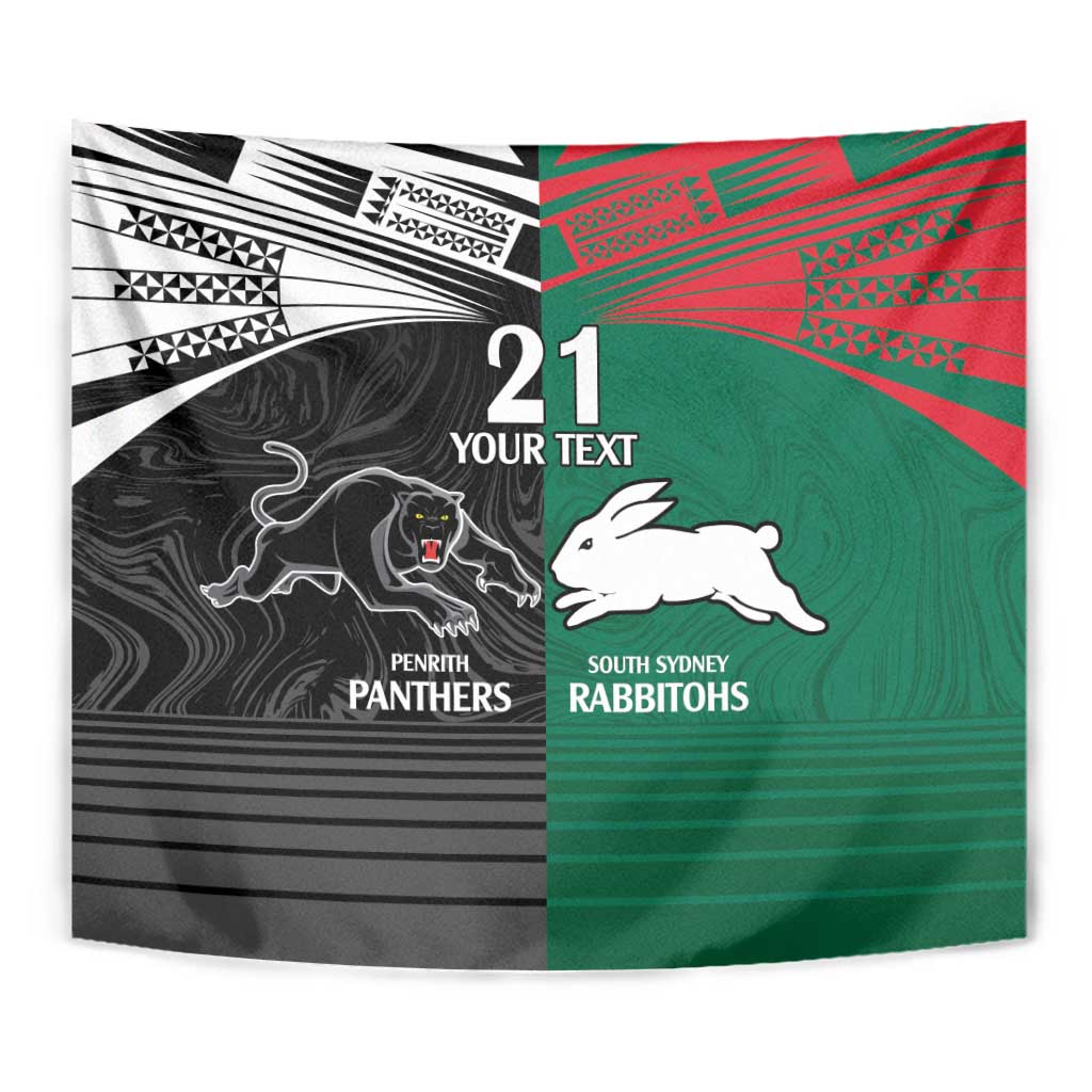 Custom Rabbitohs-Panthers Tapestry NRL Tribal Half Style