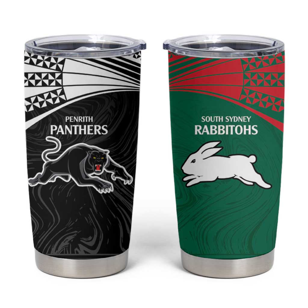 Custom Rabbitohs-Panthers Tumbler Cup NRL Tribal Half Style