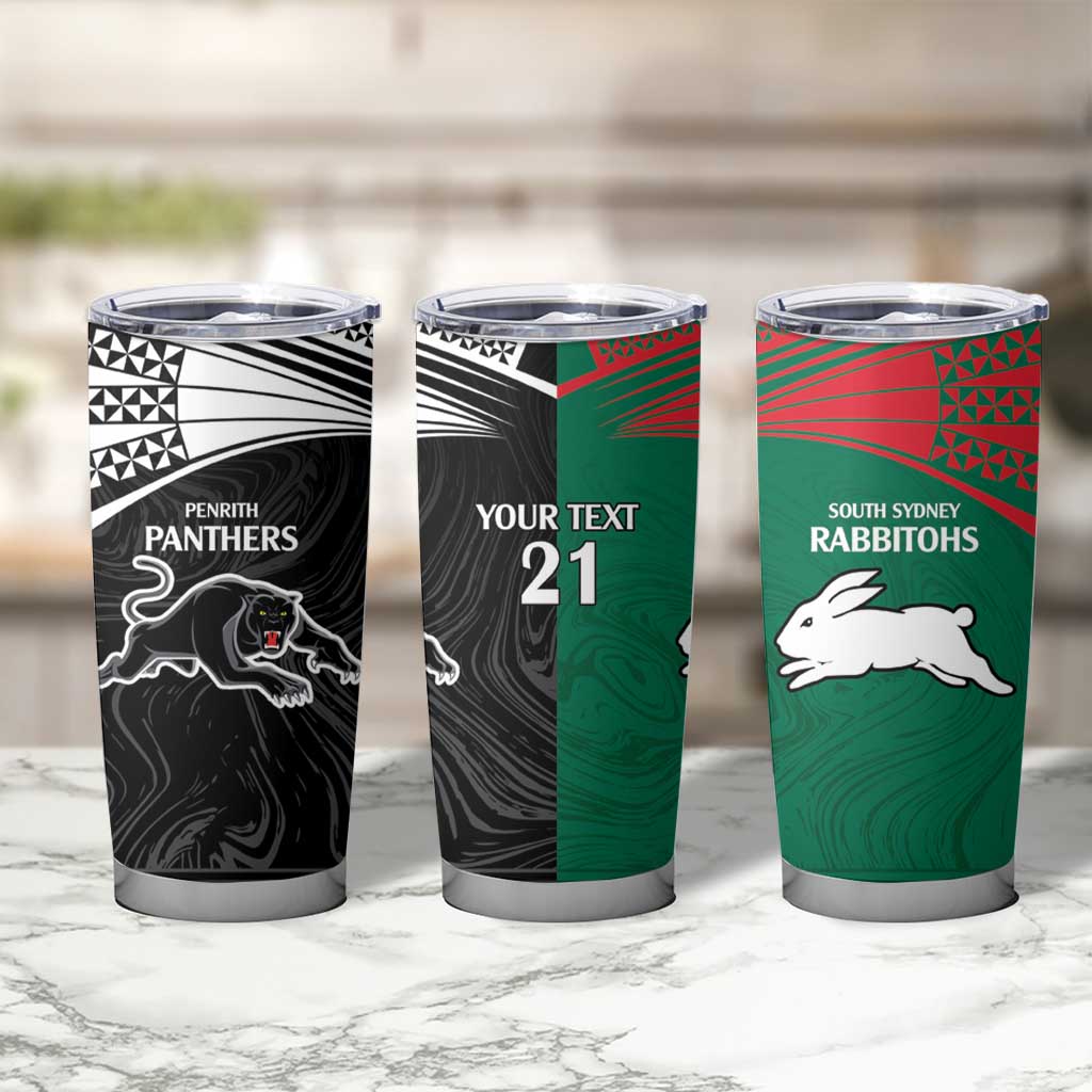 Custom Rabbitohs-Panthers Tumbler Cup NRL Tribal Half Style