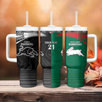 Custom Rabbitohs-Panthers Tumbler With Handle NRL Tribal Half Style