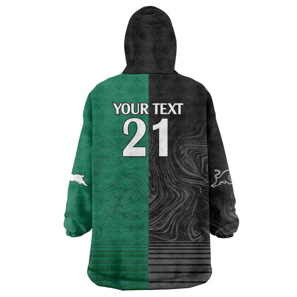 Custom Rabbitohs-Panthers Wearable Blanket Hoodie NRL Tribal Half Style